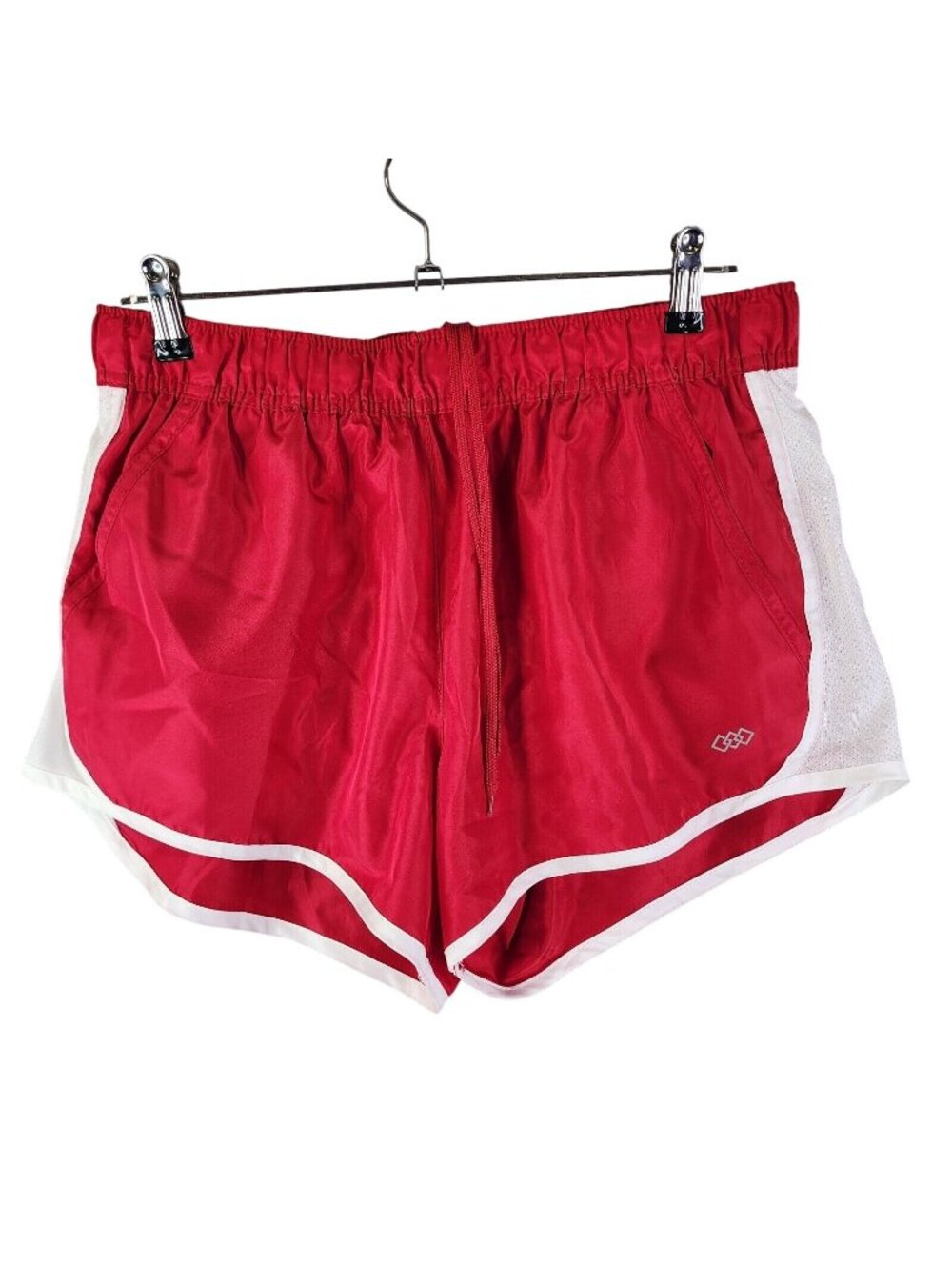 Womens Legend Red & White Running Shorts Athletic Lined Loose Fit 4" Inseam L